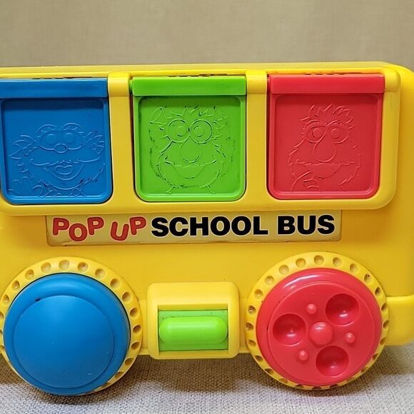 Sesame Street 1983 Vintage Big Bird Xylophone, 1995 Tyco Pop Up School Bus - Picture 6 of 14